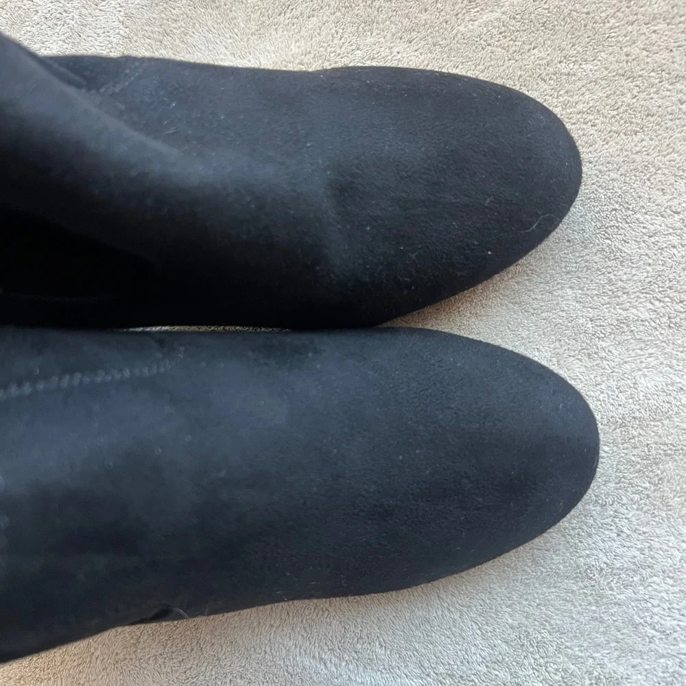 Carlos by Carlos‎ Santana Quantum Faux Black Suede Over Knee Boot Heel 7.5